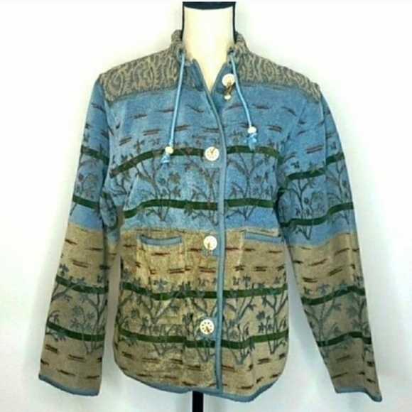 VINTAGE | Southwestern Tapestry Prairie Boho Jacket LARGE - Picture 8 of 11